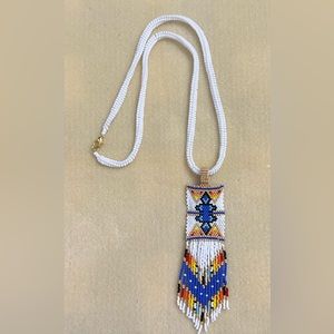 Handcrafted beaded necklace with beaded pendant